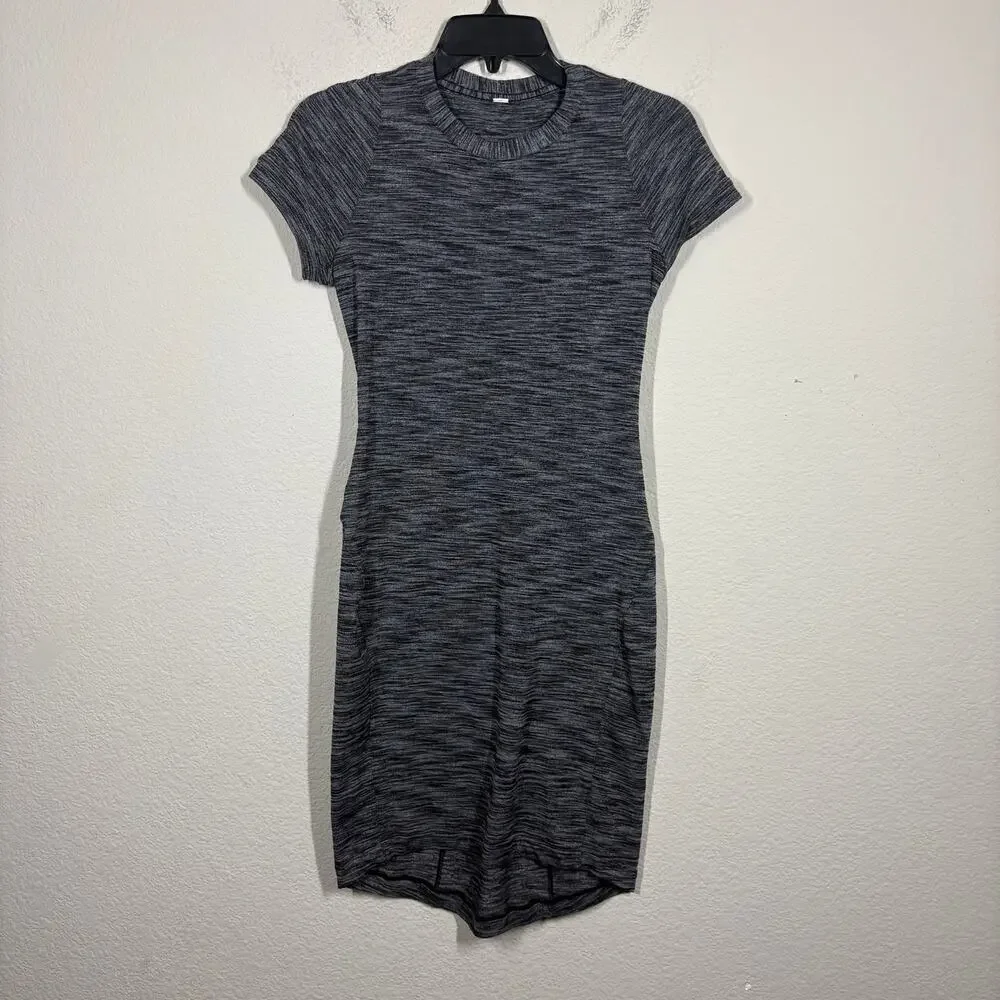 Lululemon 4 & Go Where-To Short Sleeve Dress Heathered Black Pullover Outdoor